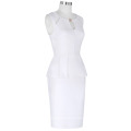 Kate Kasin cuello de manga corta para mujer Peplum sin mangas de color blanco corto vestido de verano lápiz KK000395-2